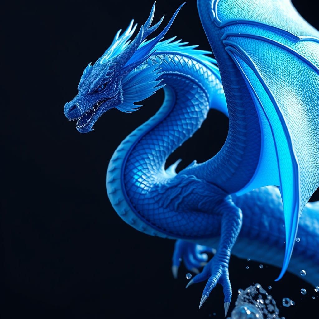 Sapphire Dragon in Intricate Fantasy Concept Art