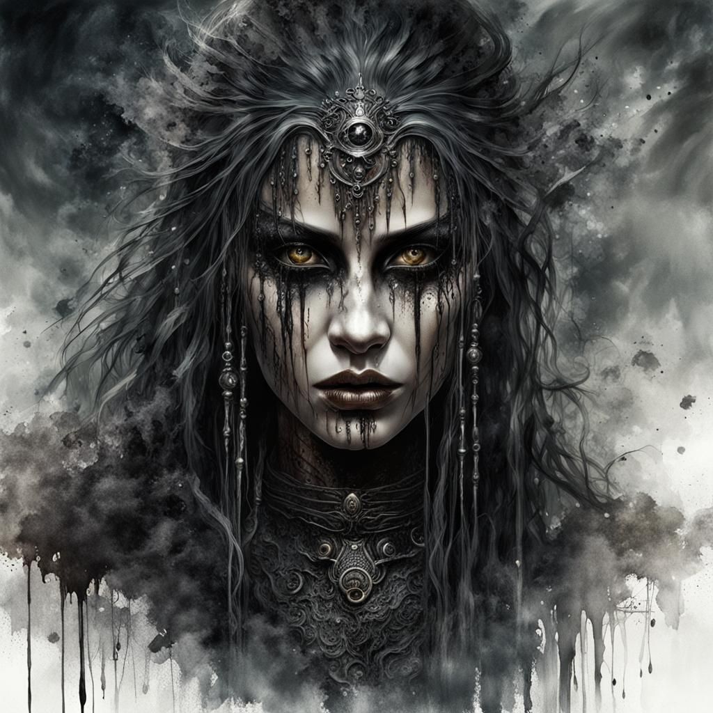 Dark Female Portrait in Luis Royo Fantasy Style