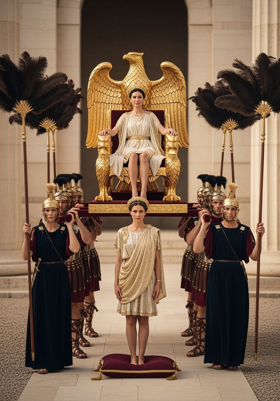 Roman Empress on Eagle Throne, Photorealistic Style