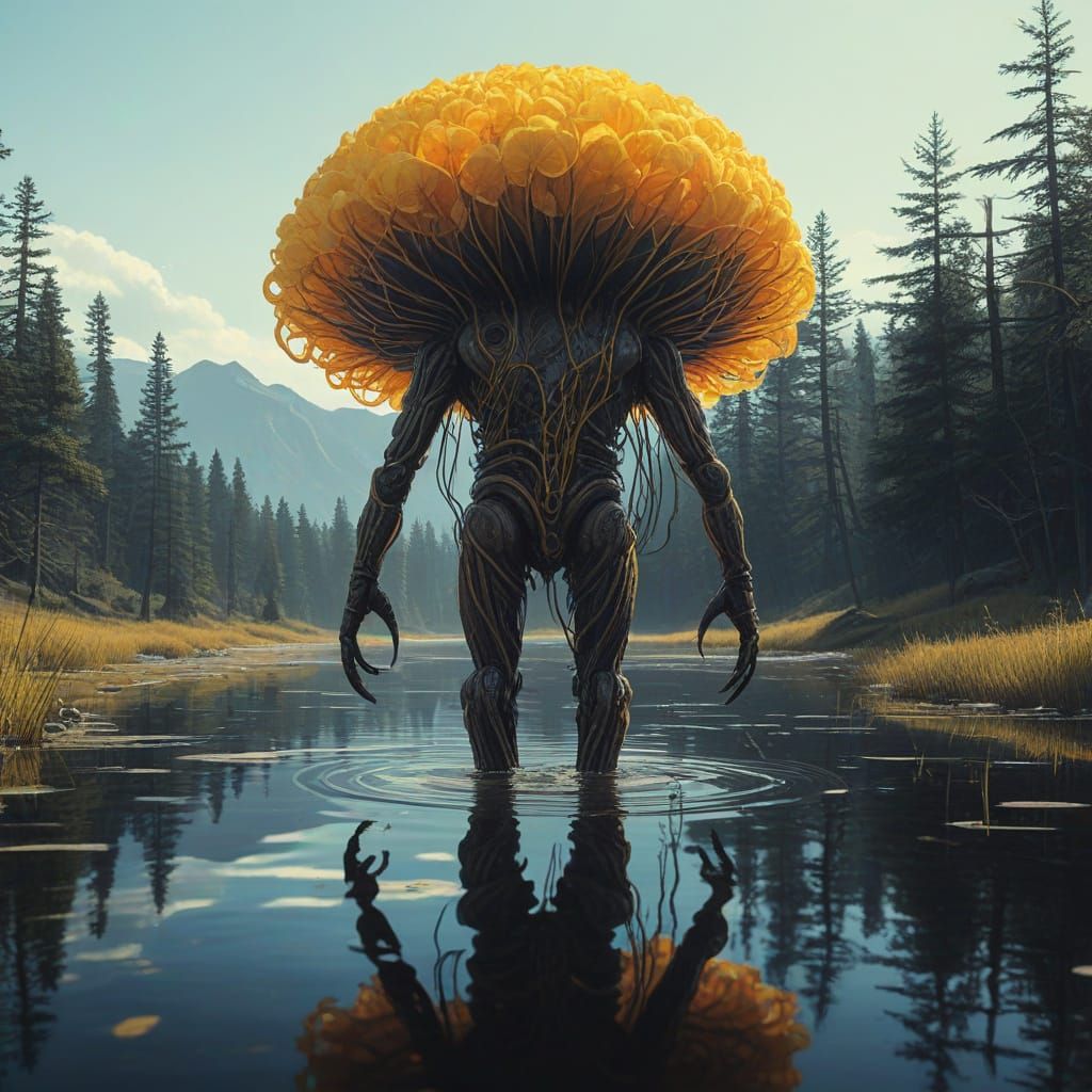 Ethereal, Iridescent Flower Creature in Dreamlike, Fractal S...