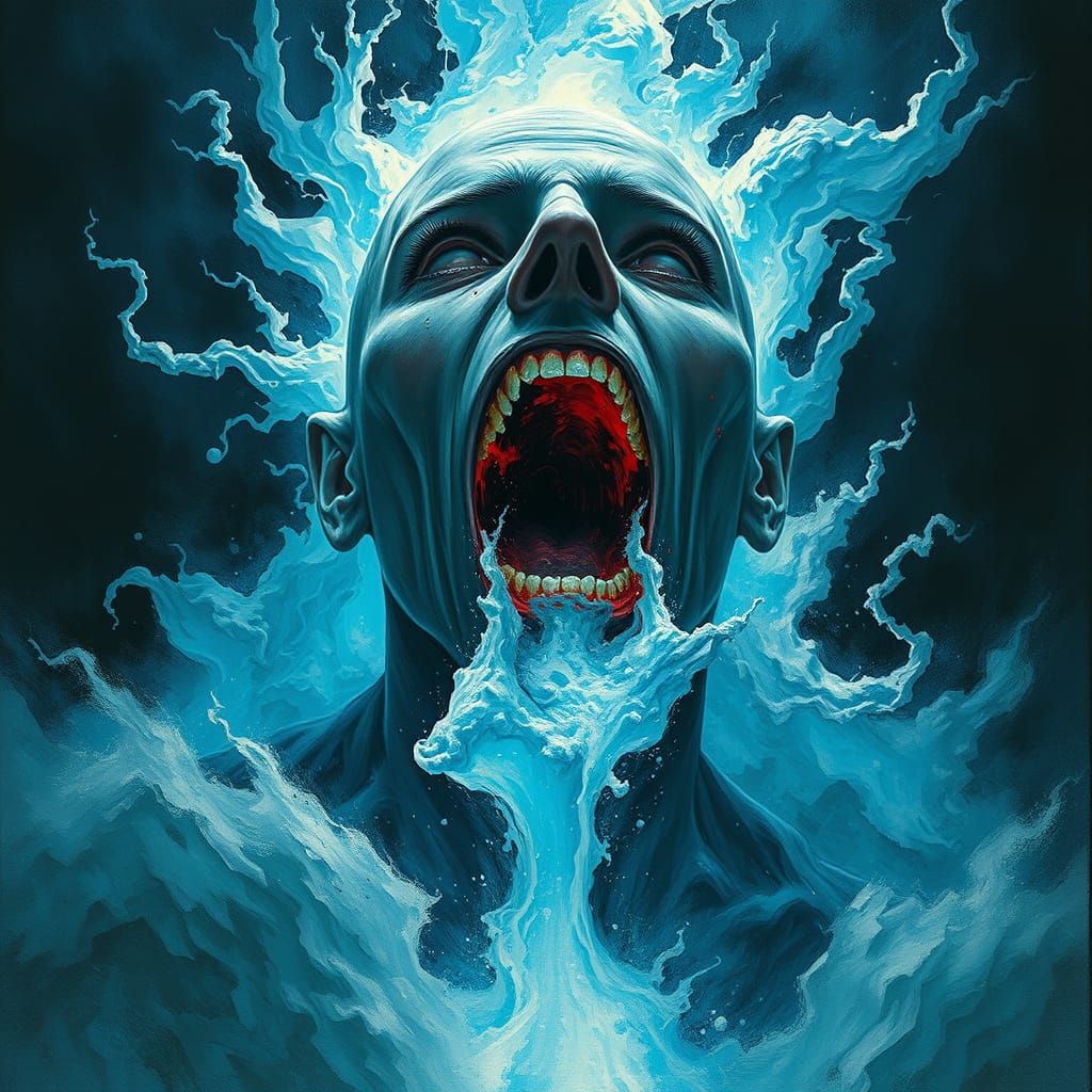 Figure Consumed by Energy: Haunting Gustave Doré Style