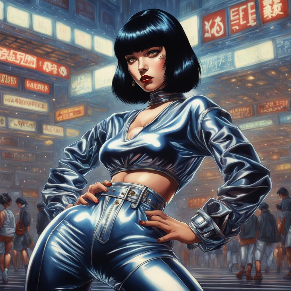 Goth Cheerleader: Voluptuous Beauty in 80s Style