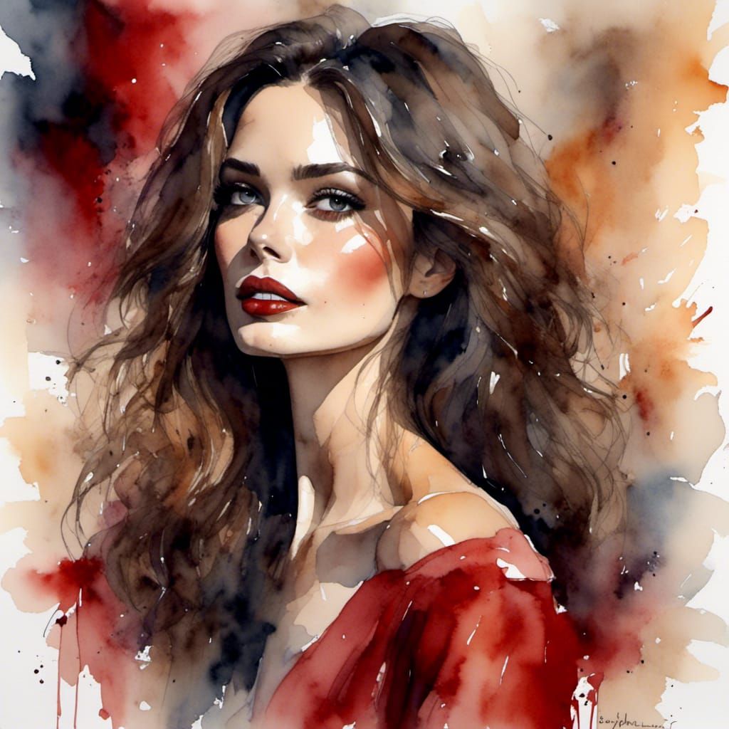 Dramatic Portrait of a Woman in Oil Painting Style