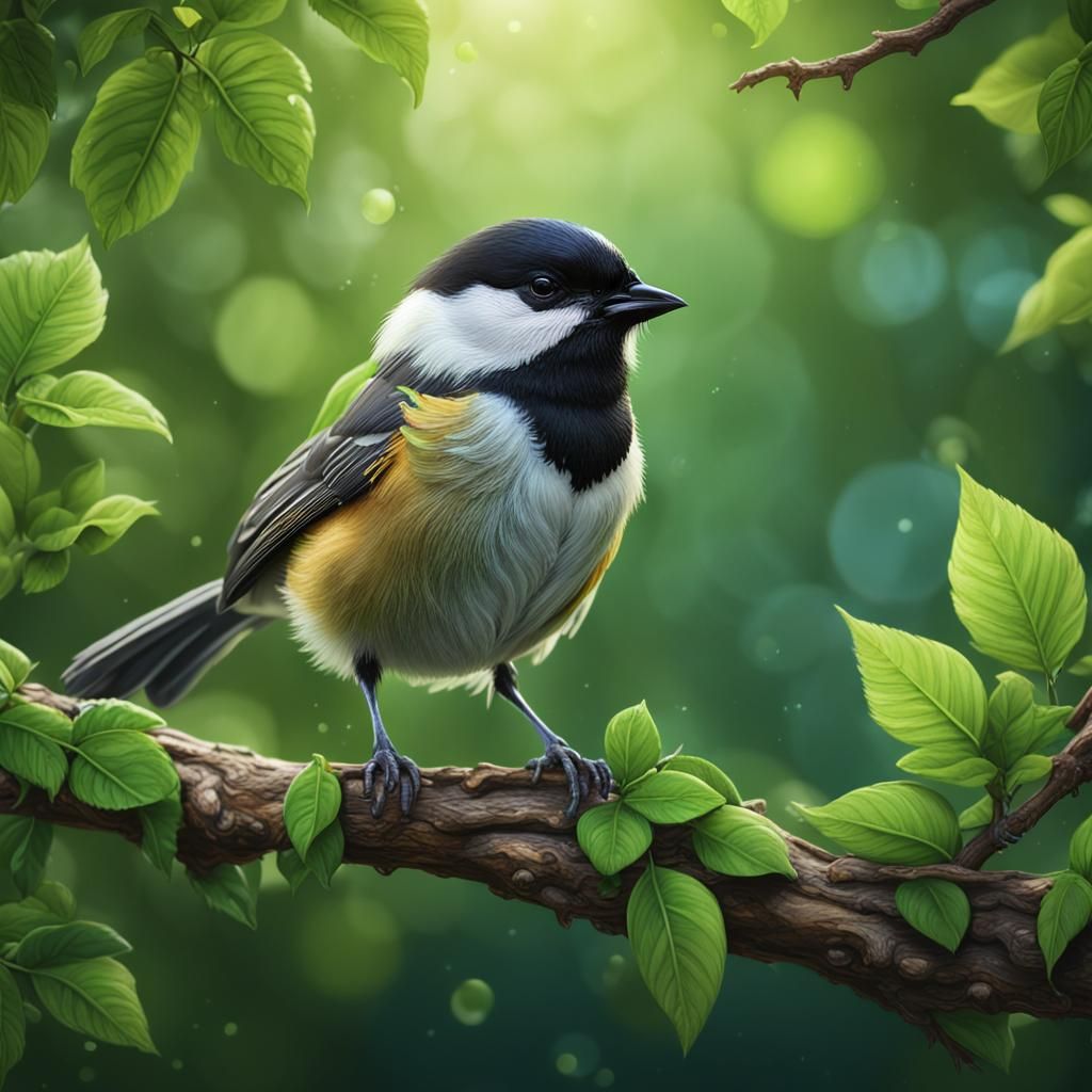 Chickadee in Summer: Detailed Matte Painting