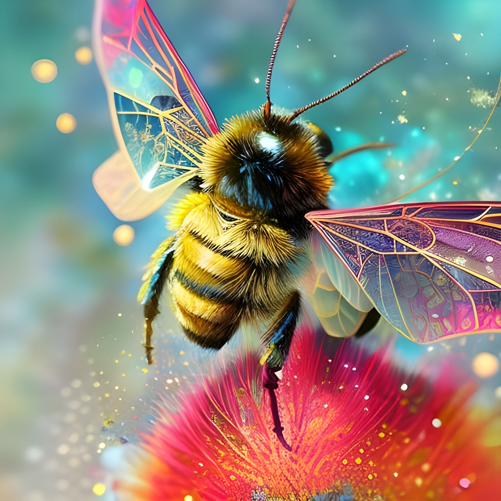 Luminous Bee Composed of Multicolored Particles