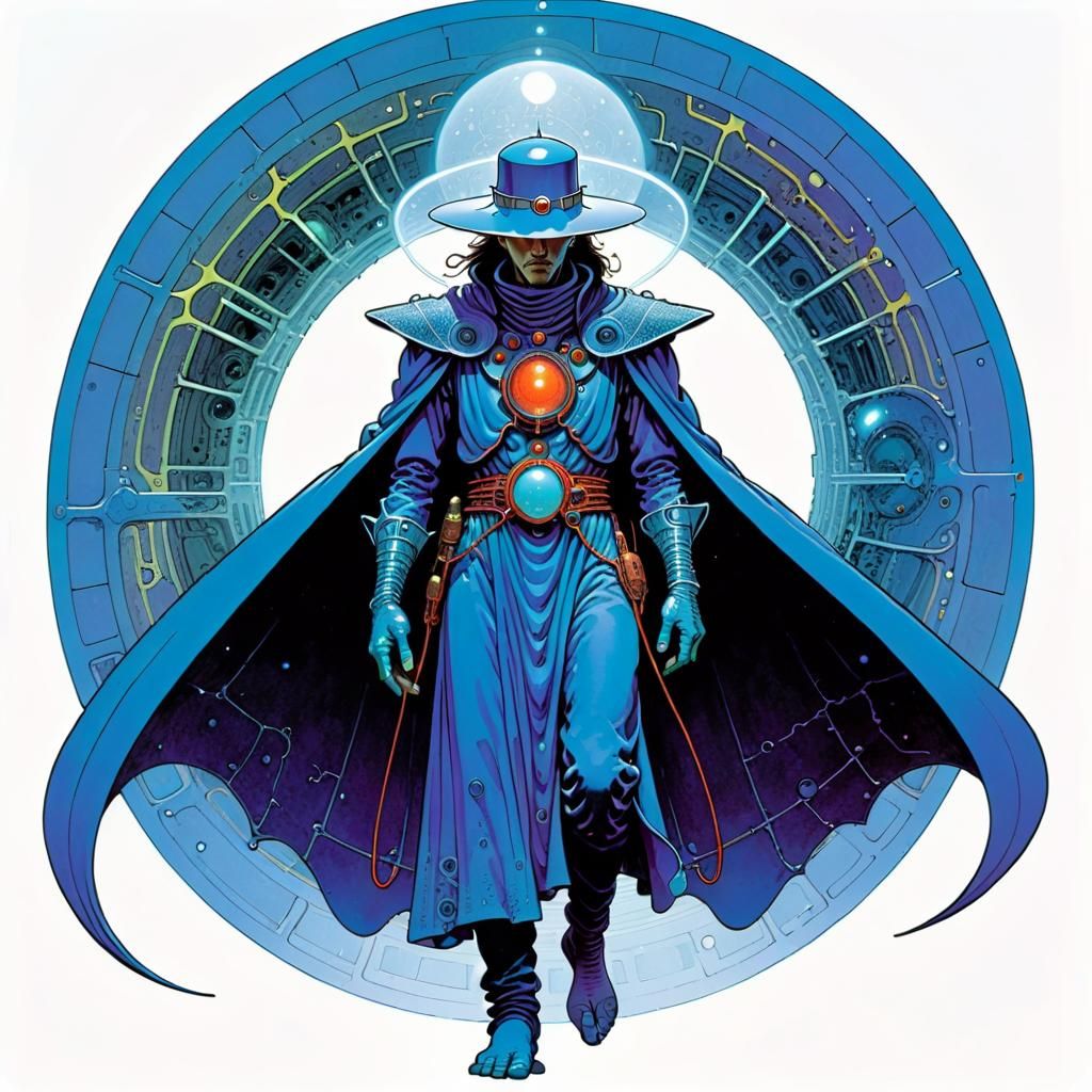 Techno Mage Travels Between Dimensions in Comic Art Style
