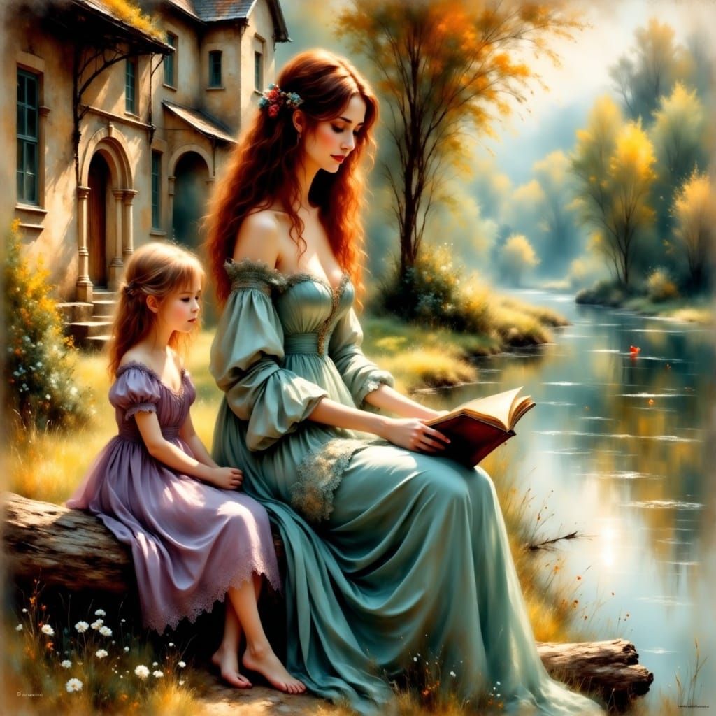 Blood Elf and Girl in Impressionist Summer Scene