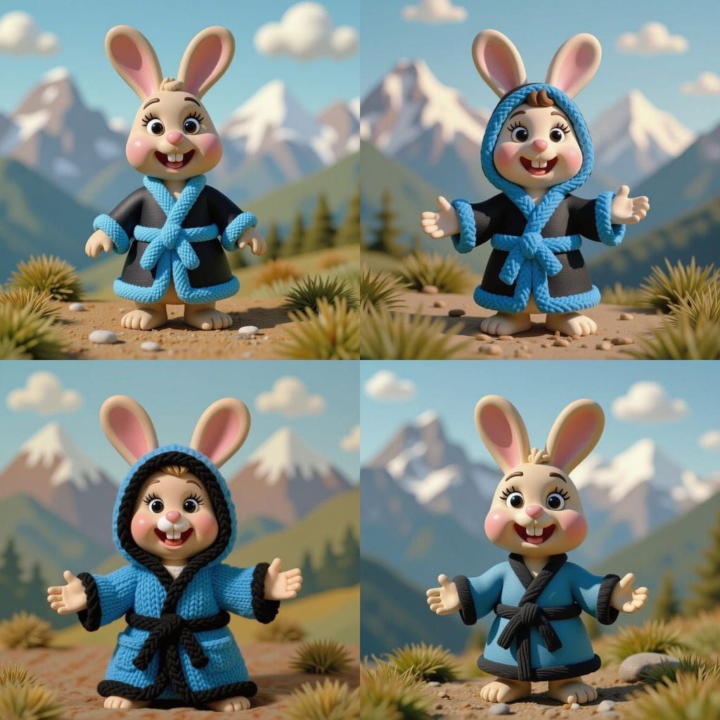 Playful Baby Bunny in Claymation Animation Style