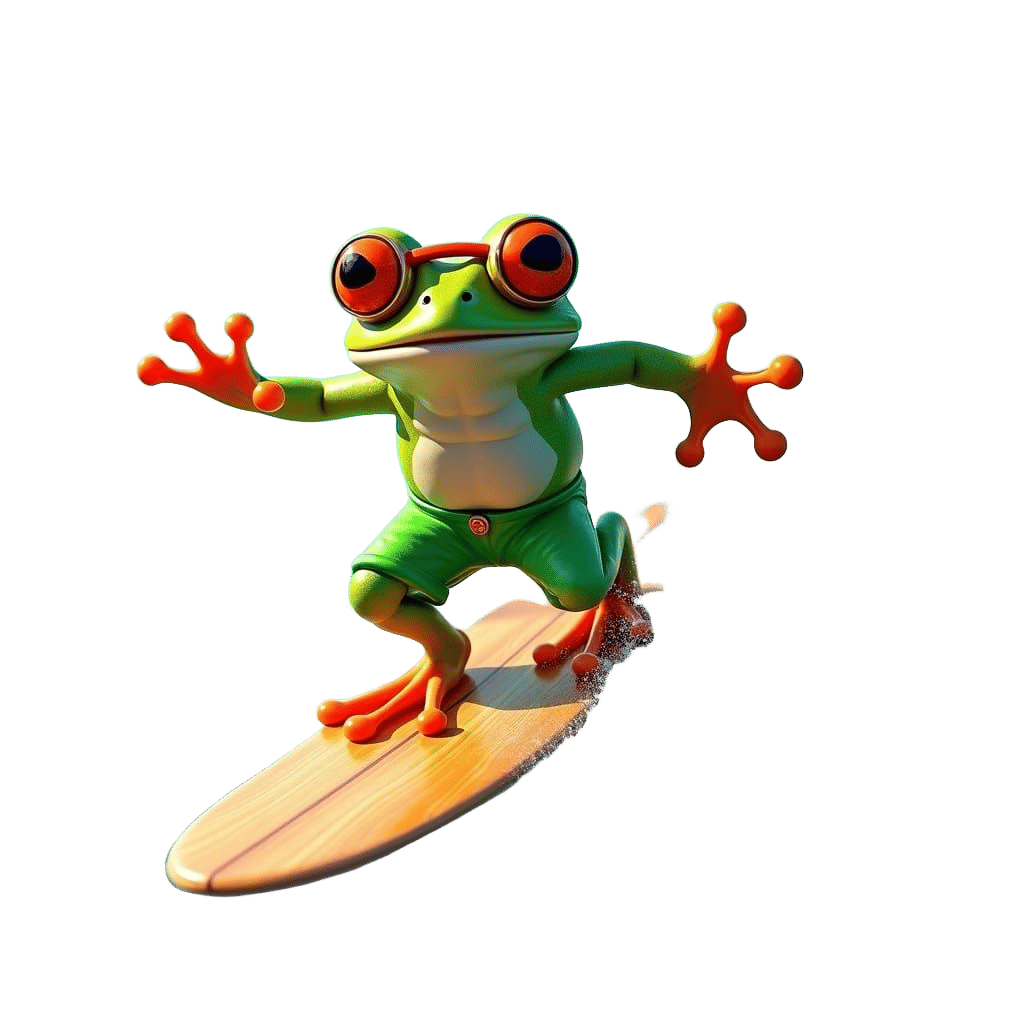 Frog Surfing: Detailed Matte Painting in 8K