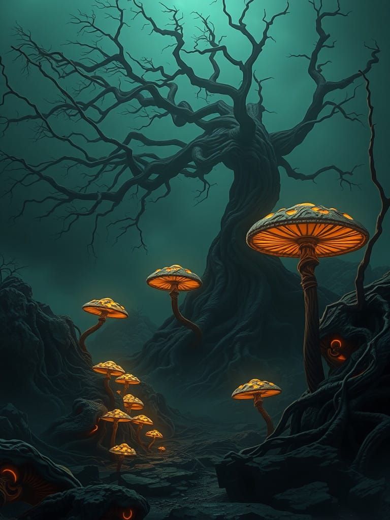 Ethereal Underworld Scene in Dark Fantasy Style