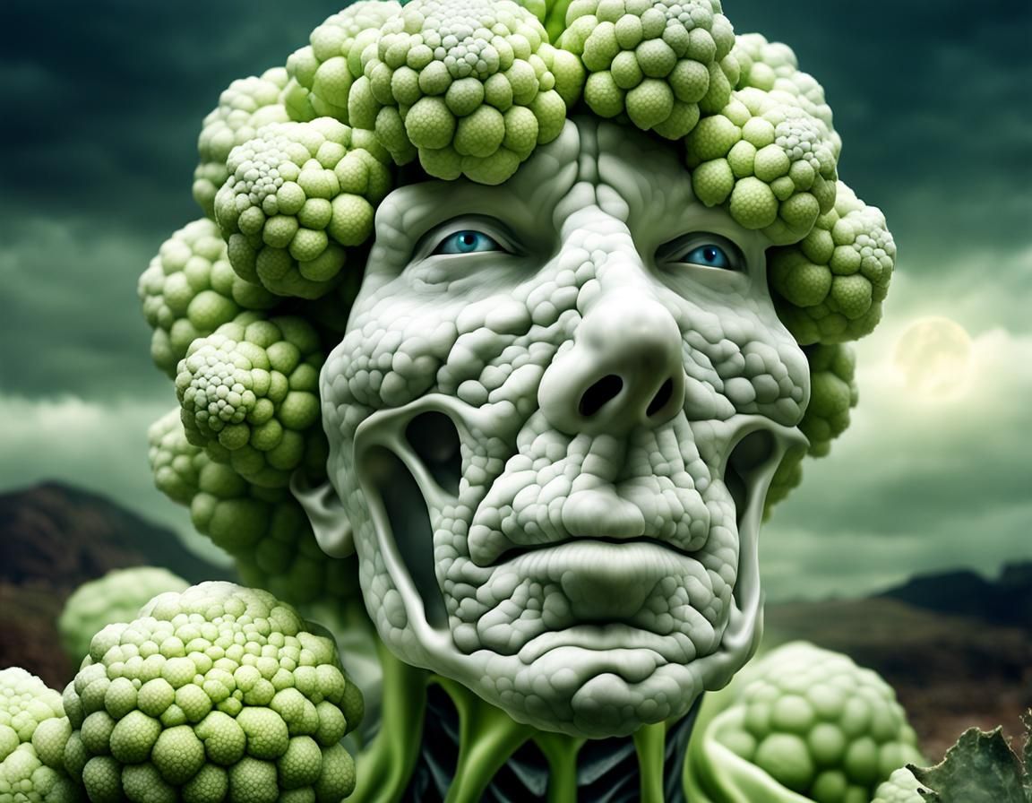 Sinister Humanoid Romanesco Cauliflower Portrait