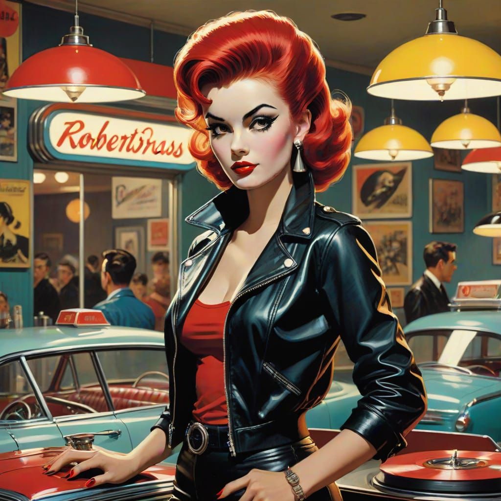 Pin-Up Girl in Retro Diner