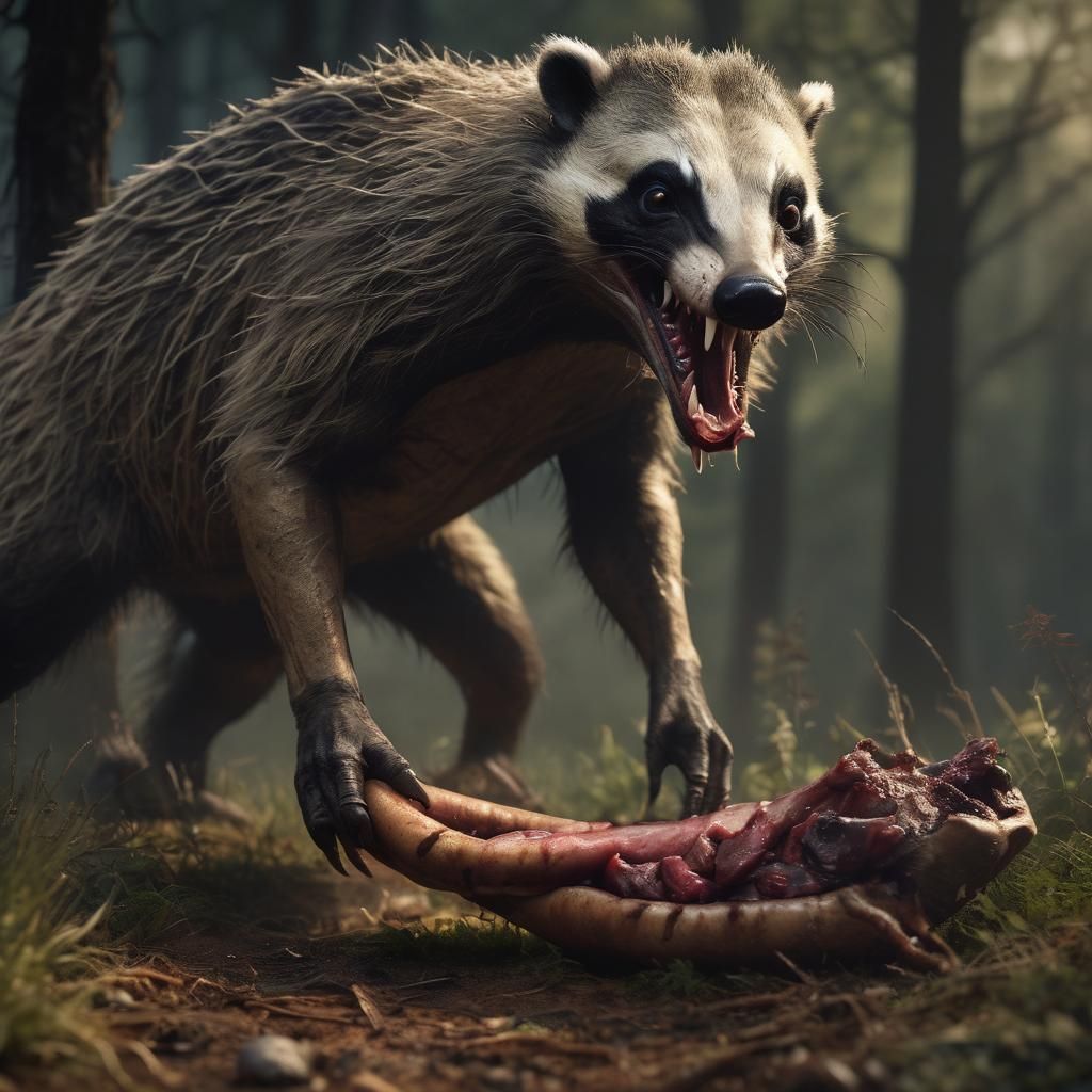 A monstrous hyperrealistic creature resembling a mutated or ...