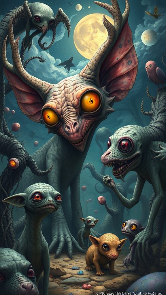 Freakish Fantasy Beasts in Dreamlike Schizophrenic World