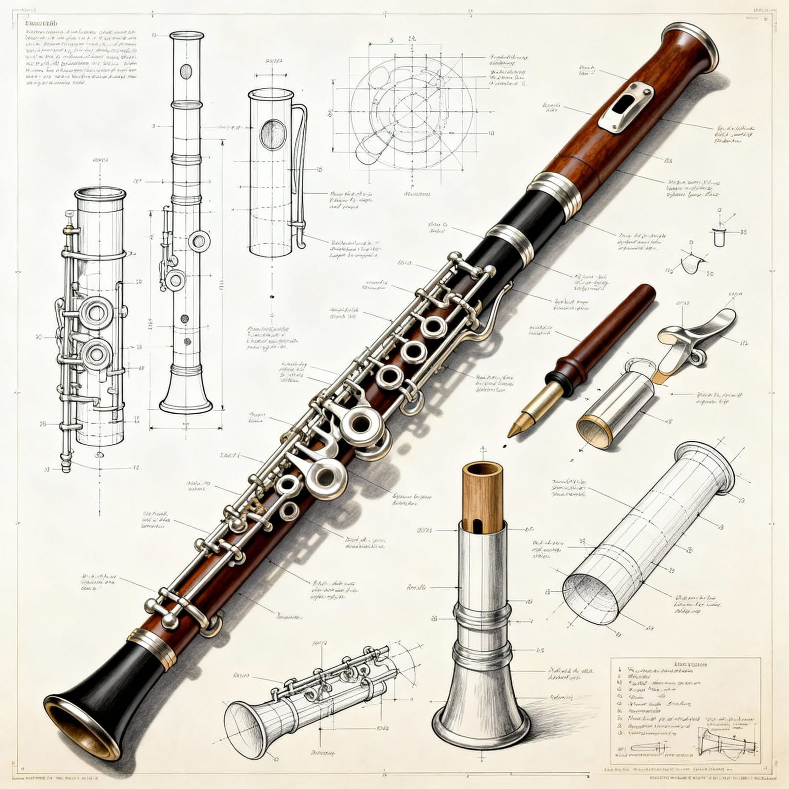 Exploded Oboe Diagram: Detailed Technical Illustration