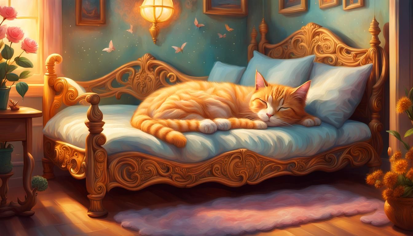 Cat Nap in Mystical IKEA-Inspired Bedroom