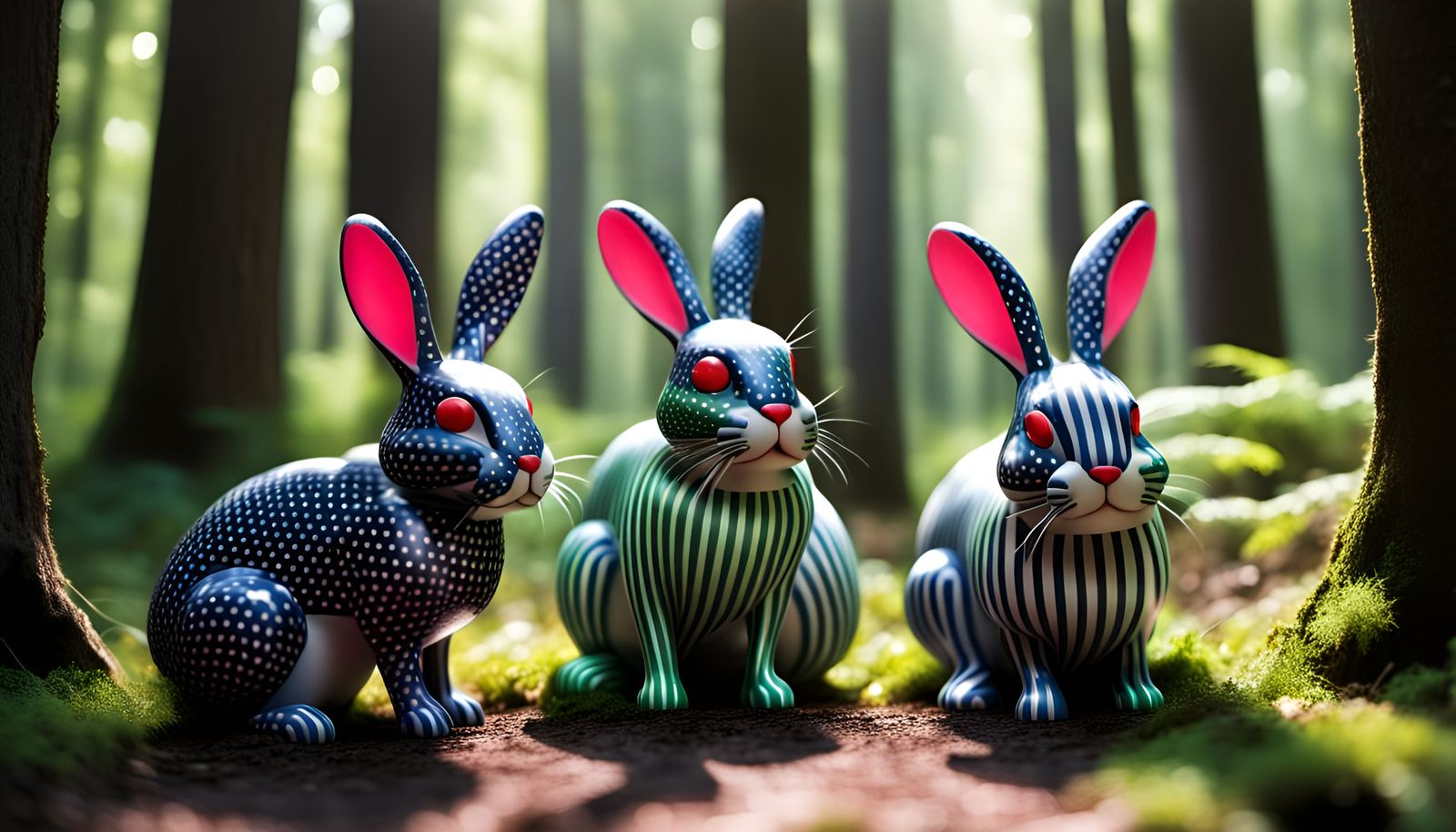 Funky Bunnies in Polka Dots and Stripes