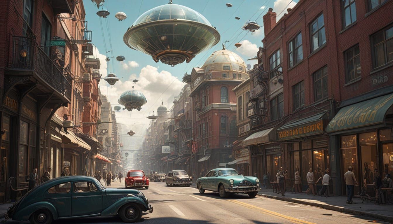 Utopian Cityscape in Vibrant Art Deco Style