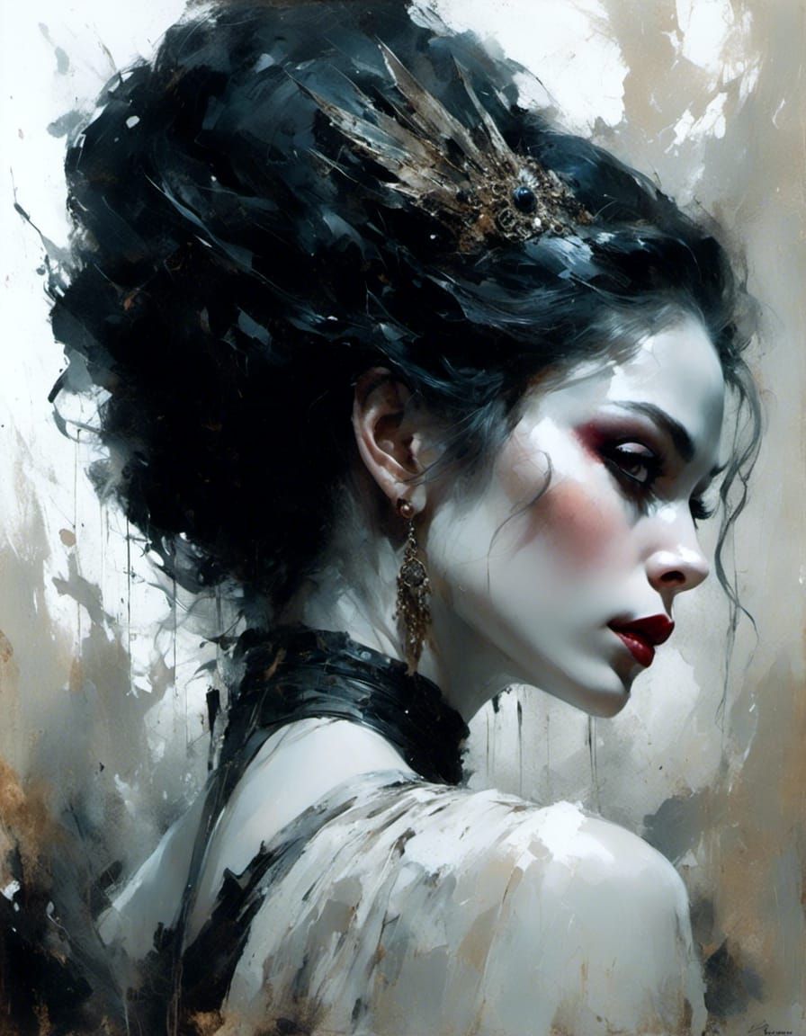 Dark Vampire Queen Portrait in Macabre Style