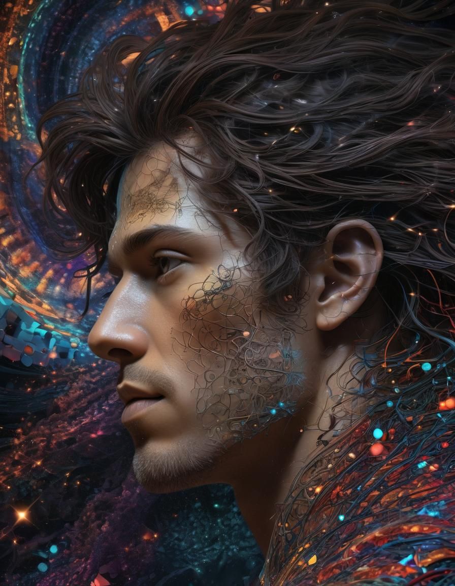 Fractal Portrait in Vibrant Digital Art