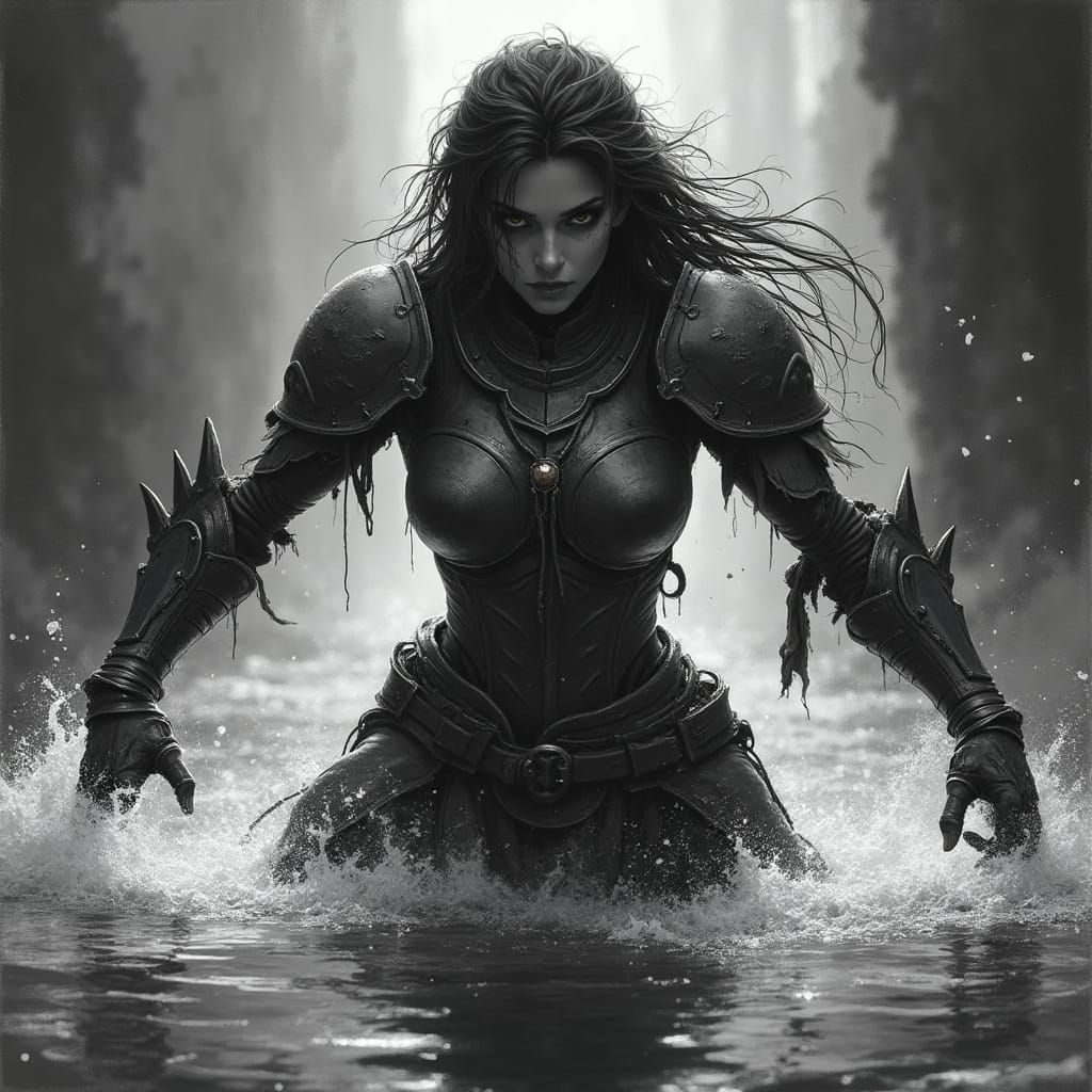 Anime Woman Warrior Unleashes Magic Power