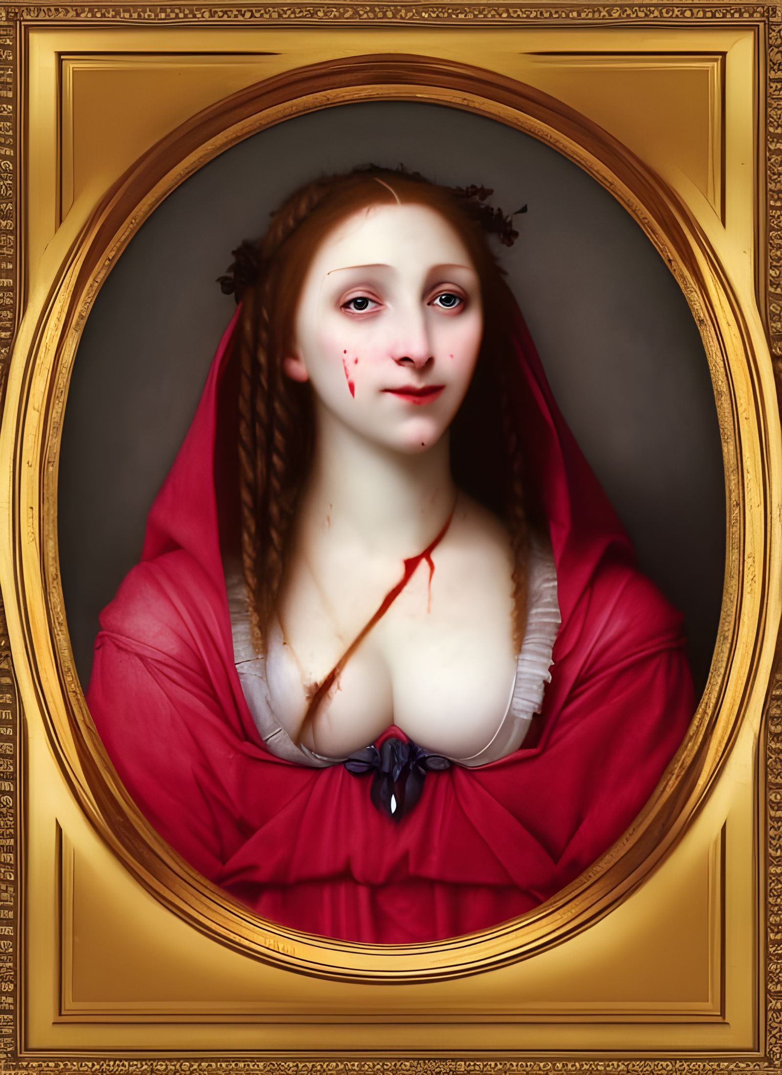Bloodstained Elizabeth Bathory Portrait in Academic Style