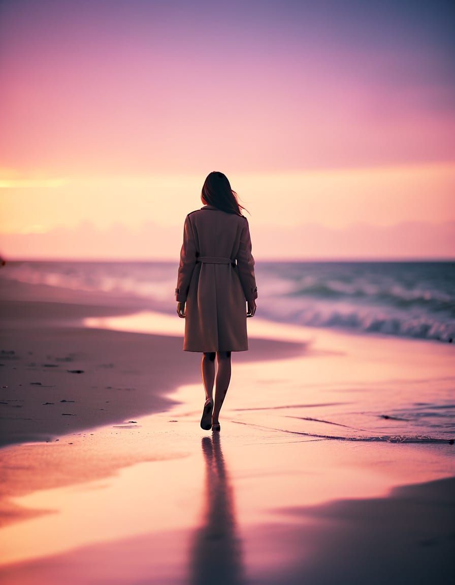 Vibrant Tropical Beach at Sunset in Lomography Style