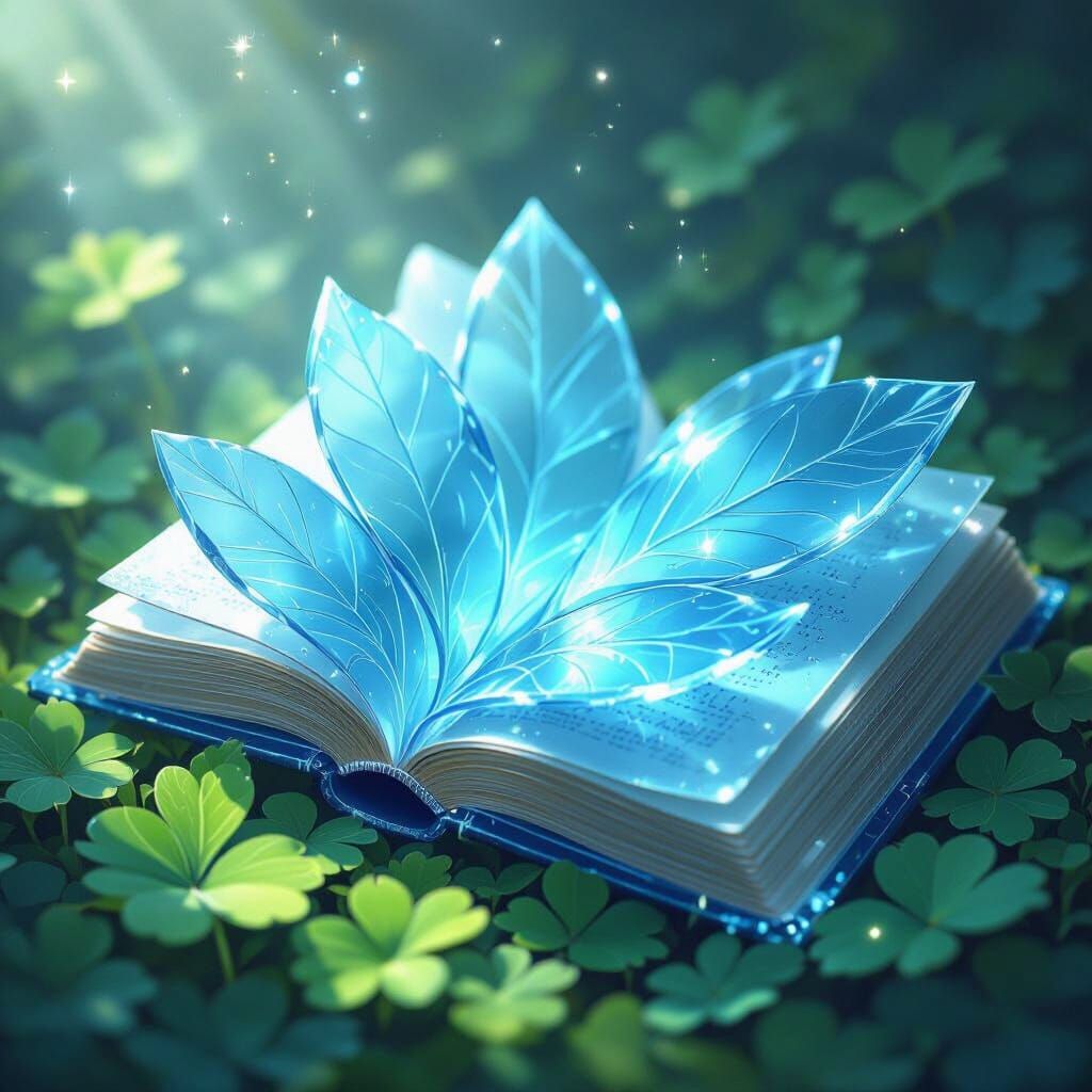 Crystal Book with Blue Pages on Clover