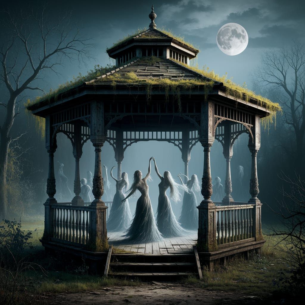 Gazebo Dance: An Oil Painting Inspired by Rembrandt