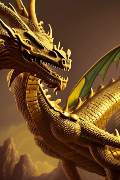 Golden Dragon Detailed Matte Painting