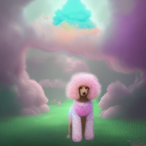Candy Land Poodle Portrait in Pastel Colors