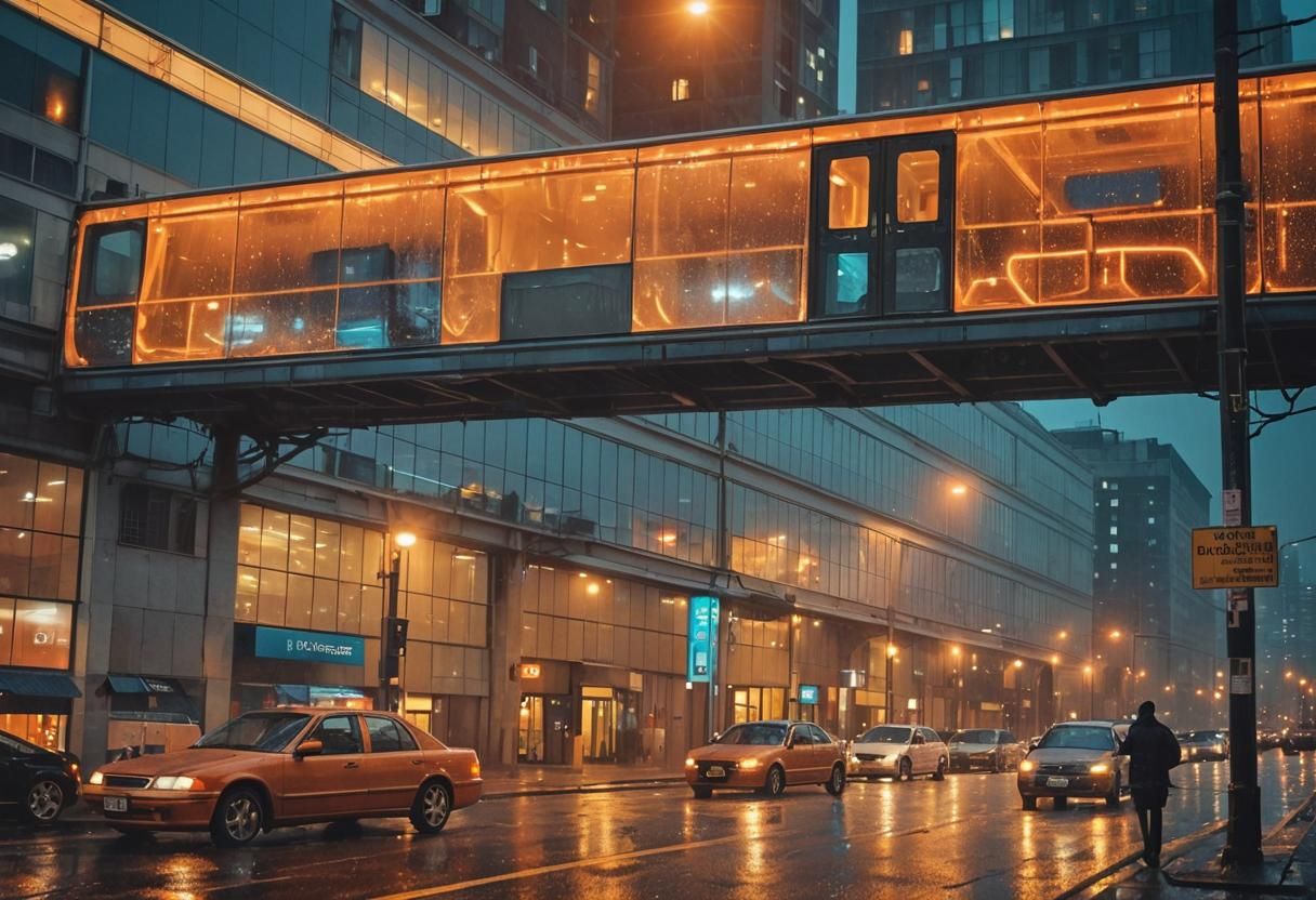 Vibrant Nocturnal Cityscape with Glowing Reflections