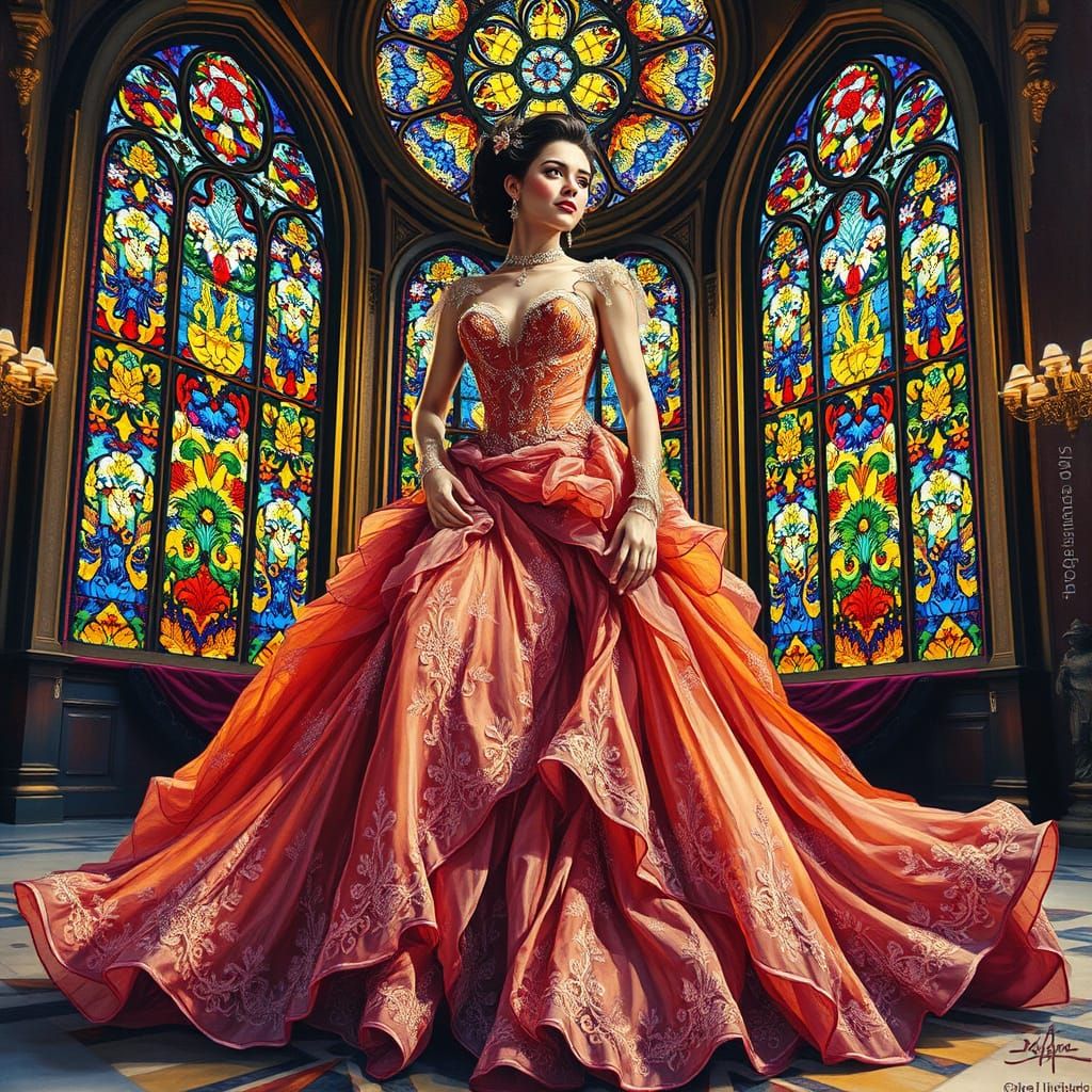 Ethereal Haute Couture in a Kaleidoscope of Stained Glass