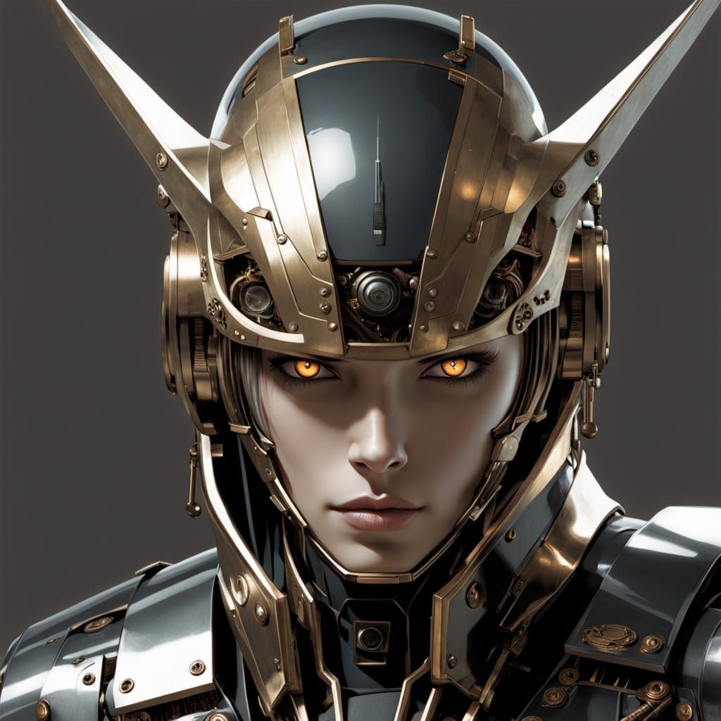 Steampunk Raiden Portrait in Intricate Mechanical Armor