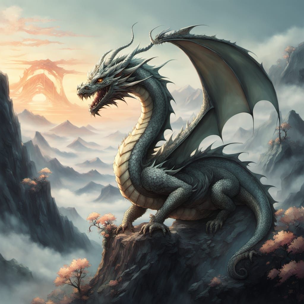 Moonlight Clockwork Dragon on Misty Peak