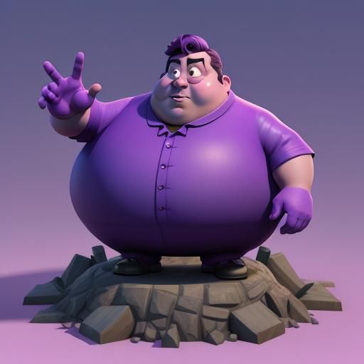Fat Purple Man in 3D Digital Art Style