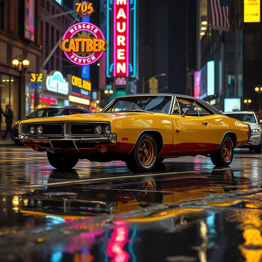 Vintage 1970 Dodge Charger Super Bee Drifting