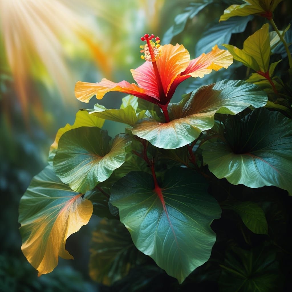 Hibiscus in Vibrant Tropical Paradise