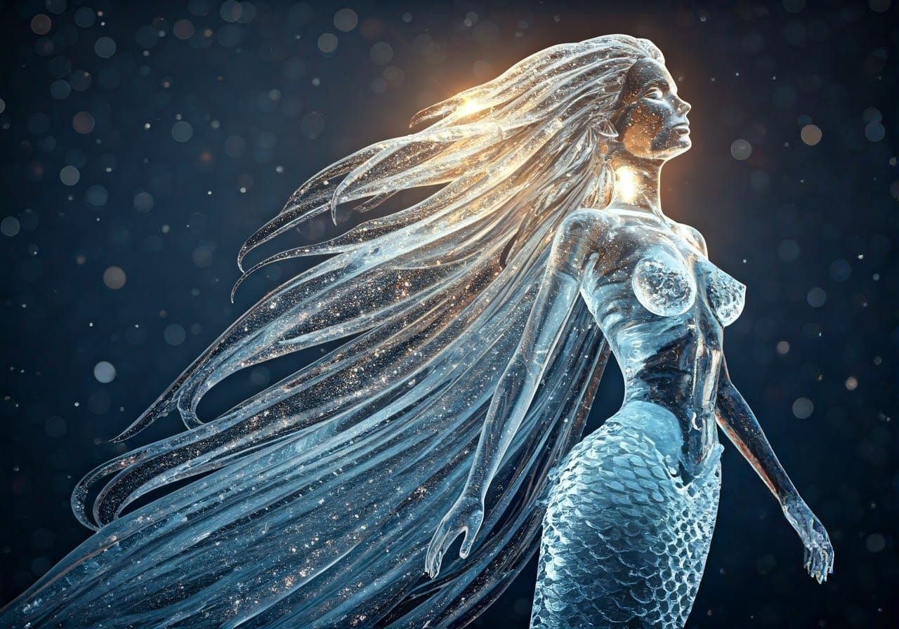 Mermaid in Radiant Ice Sculpture