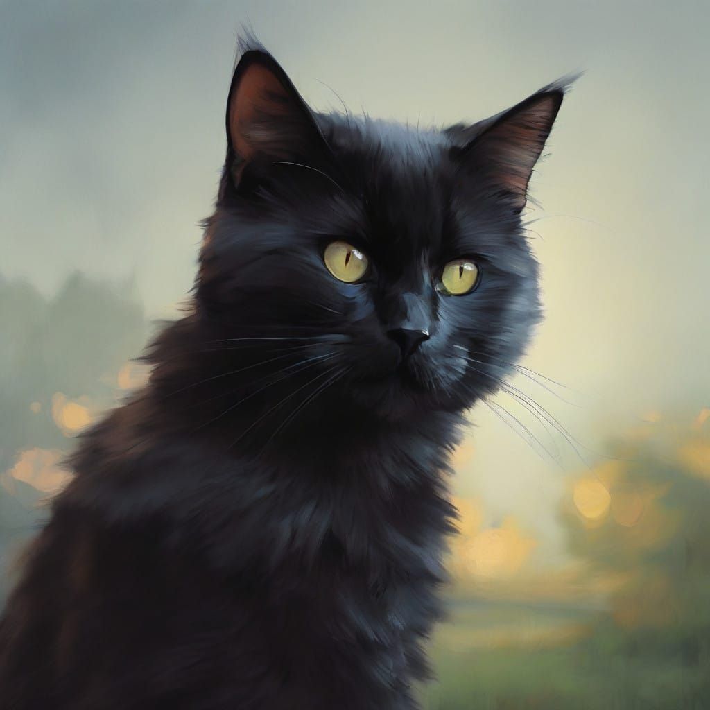 Surrealistic 3D Portrait of a Little Black Cat
