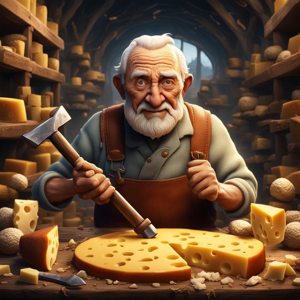 Man Creates Swiss Cheese with Hammer and Chisel