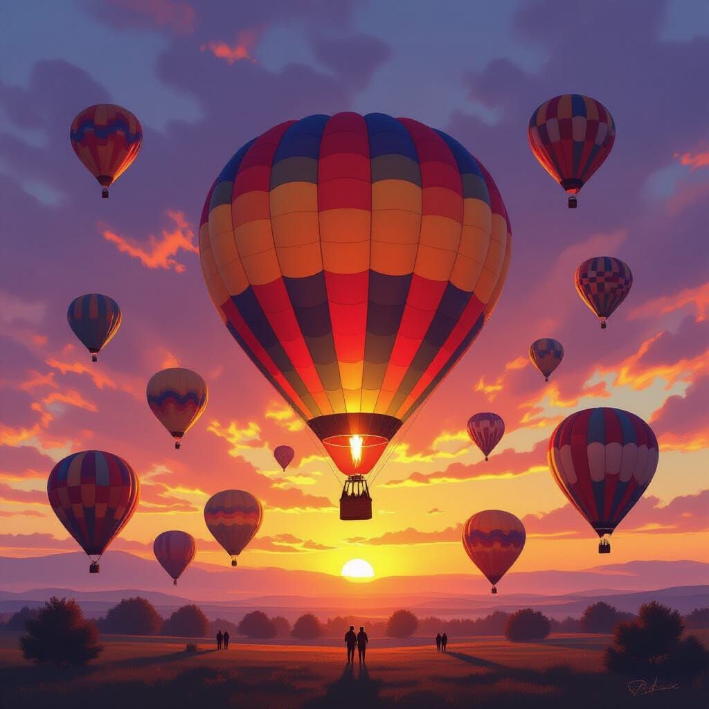 Vibrant Hot Air Balloon Festival at Sunrise