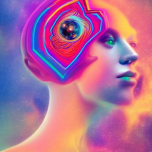 Holographic Brain: Cosmic Astral Illustration