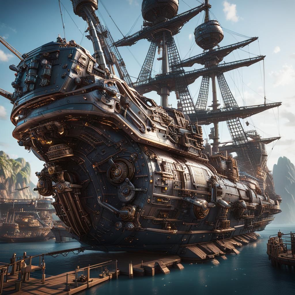 Futuristic British Pirate Ship: Sci-Fi Cinematic Render