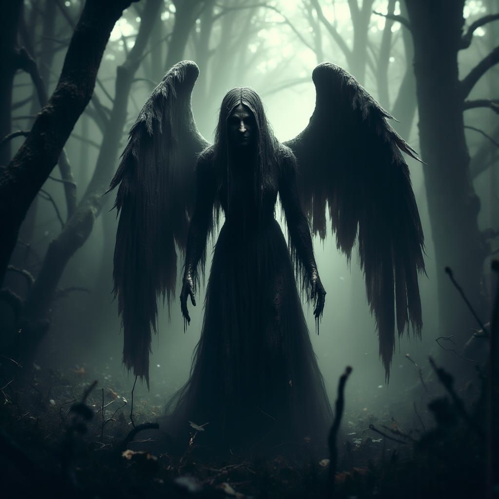 Ethereal Weeping Angel in Ancient Churchyard