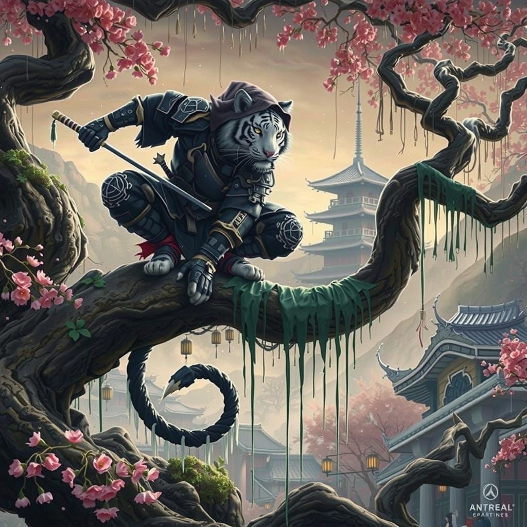 Ancient Japanese Village Assassin Awaits Prey in Cyberpunk S...