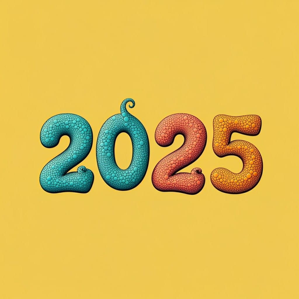 Whimsical 2025 in Pointillism Style