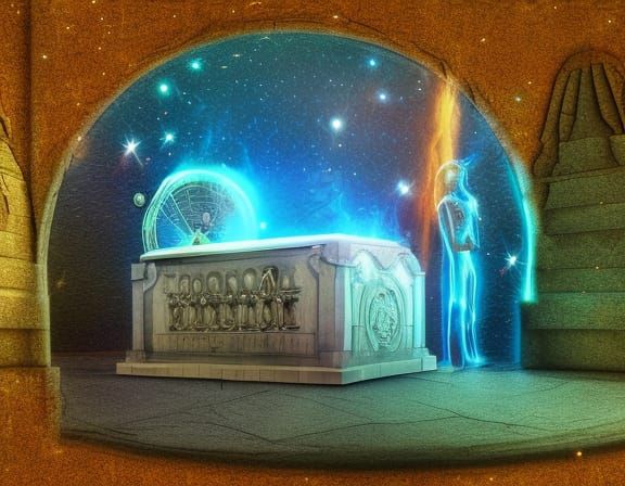 haunted tomb 8k resolution holographic astral cosmic illustr...