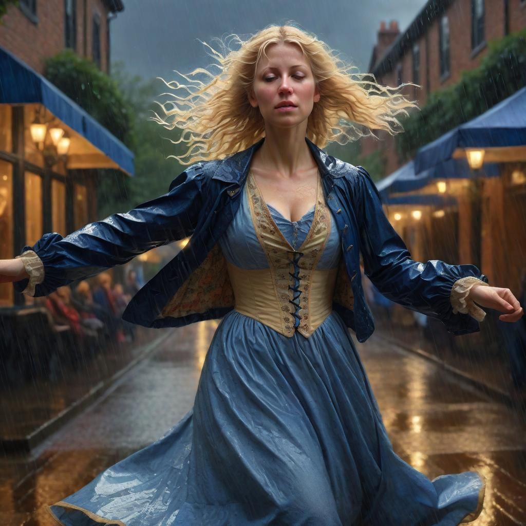 Renaissance Woman Dancing in the Rain