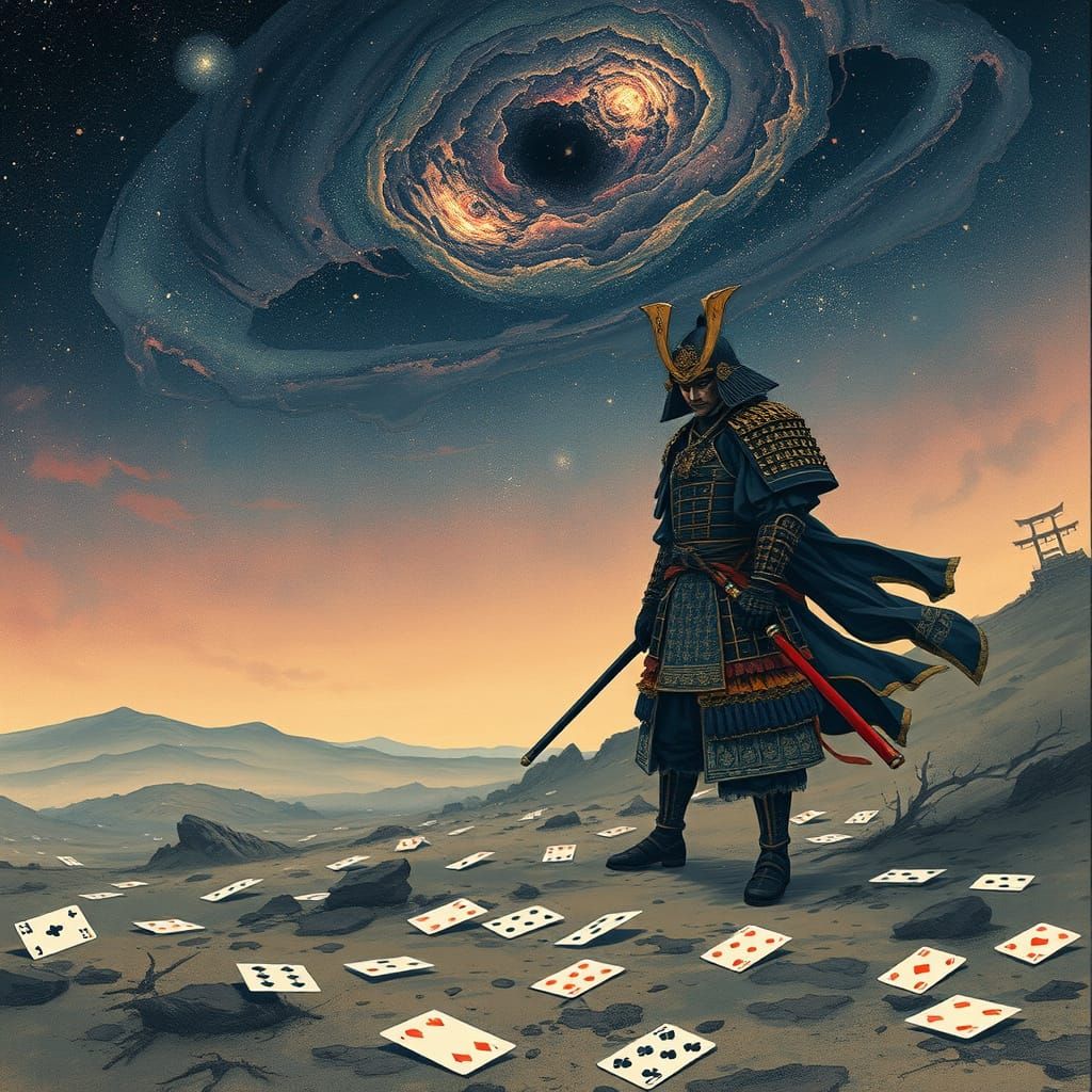 Samurai Warrior on Cosmic Battlefield